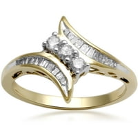 Carat T.W. Dijamant 10kt žuto zlato Tri kamene dame modni prsten