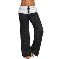 Ženske dnevne hlače širokih nogavica s džepom, podstavljene pidžama hlače Na vezanje, rastezljive trenirke za