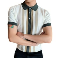 Muška polo majica Muška proljetno-ljetna žakard pletena majica kratkih rukava s printom muške polo majice