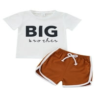 Ljetni ležerni setovi dječje odjeće za dječake, Majice kratkih rukava s printom slova + jednobojne kratke hlače