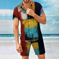 Muški setovi ležerna košulja s kratkim rukavima s kratkim rukavima odgovaraju plažu cvjetni odmor