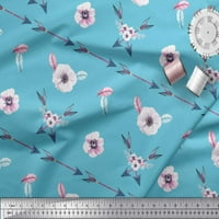 Soimoi plava pamučna patka tkanina strelica i anemone cvjetni dekor tkanina tiskano dvorište široko