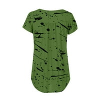 Bluze s kratkim rukavima Leisure grafički otisci vrhovi Henley Fashion for Women Green 2xl