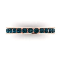 0. dijamant okruglog reza s prirodnim londonskim plavim topazom od ružičastog zlata od 14 karata, prsten za izgradnju