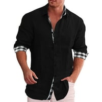 Muška ležerna pamučna lanena hipi košulja dugih rukava Ležerne majice za plažu s bluzom na kopčanje