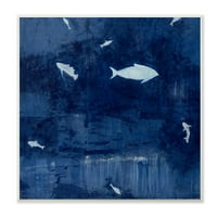 Studell Home Decor Deep Blue Fish Negativni svemirski silueti Slikanje platna zidna umjetnost