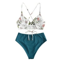 Kupaći kostimi s printom, set od dva Binika, Odjeća Za plažu Na vezanje, kupaći kostim s cvjetnim printom, Vintage