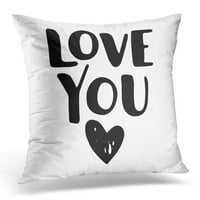 Jednostavan natpis Volim te sa srcima Doodle, elegantan dizajn, Romantični koncept, pokrivač jastuka za godišnjicu,