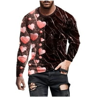 Lilgiuy muškarci ležerni okrugli vrat pulover dugih rukava Valentinovo 3d tiskana majica bluza nadmašuje