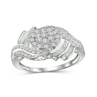 Nakit klub 0. 1 karatni bijeli dijamantni prsten od srebra za žene