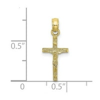 Auriga 10k žuto zlato 2-D Mini Crucifi Charm privjesak za žene