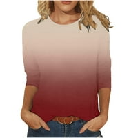 ženski vrhovi i bluze s rukavima, ležerna majica s gradijentom, majica za vježbanje s okruglim vratom proljeće-ljeto,