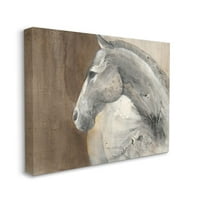 Stupell Industries Country Animals Feminine Horse Western Grey Brown Slikarstvo Zidni umjetnički dizajn Albena