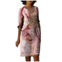 Ženska ljetna Vintage haljina s izrezom u obliku slova U i kratkim rukavima s printom u obliku slova u