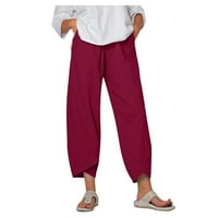 Široke ženske sportske hlače s džepom u struku, jednobojne Harem hlače, elastične široke hlače