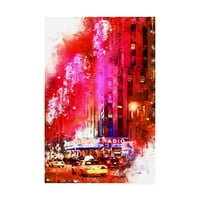 Zaštitni znak likovna umjetnost 'NYC Akvarelna kolekcija - Radio City Music Hall' Canvas Art by Philippe Hugonnard