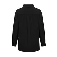 Ženske Ležerne košulje s dugim rukavima, jednobojna široka bluza s izrezom u obliku slova B, ležerna radna tunika,