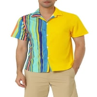 Jedinstvene ponude muške gumb kratkih rukava Down Boja Blok prugaste ljetne košulje