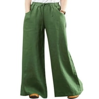 Abtel Ladies Palazzo Pant Solid Color Loungewear Boho hlače žene labave fit putničke hlače zeleno m
