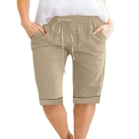 Glonme Žene Ljetne kratke hlače srednji struk Bermuda kratke hlače Čvrsta boja dna dame udobne mini hlače labave