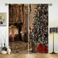 Xmas posteljina Teksturirana božićna zavjesa Cvjetna print kuhinja Svjetlo filtriranje prozori luksuzni dekor