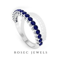 CT plavi safirni prsten s dijamantima, prsten za žene, srebro Sterling, US 13,00