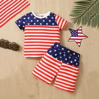 4. srpnja, domoljubna dva kompleta odjeće za dječake, košulje sa zvijezdama i prugama, Dječji dan neovisnosti,