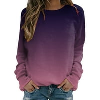 + Ružičasti gornji dio, ženske majice s dugim rukavima, Ženska majica s kapuljačom s gradijentnim printom, pulover