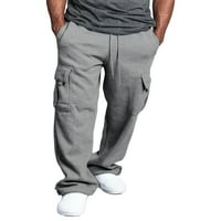 Muške Casual hlače u boji, Jednobojni proizvod, Labav kroj, džep na vezici, elastični pojas, duge hlače