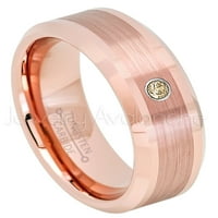 Prsten od volframa presvučen ružičastim zlatom-0,07 karatni dimljeni Kvarcni prsten-personalizirani zaručnički