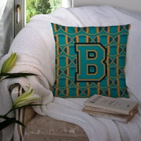 Dekorativni jastuk od tkanine s B u morsko zelenoj, narančastoj i morsko plavoj boji