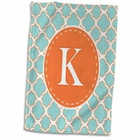 Monogram u obliku slova K, narančasto-plavi uzorak u obliku četverokuta-ručnik, od