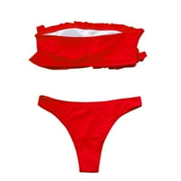 Ženski bikini seksi modni ljetni tiskani dvodijelni kupaći kostim visokog struka mekani Crveni Kupaći Kostim Za