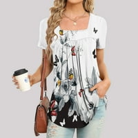 Rasprodaja, ženska modna ležerna majica s izrezom u obliku slova A i kratkim rukavima s printom, široke bluze