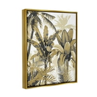 Tropska raznolika slojevitih dlanova botanički i cvjetni grafički art metalni zlato uokvireni umjetnički print