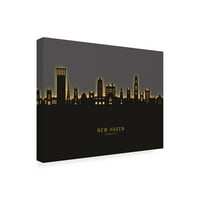 Michael Tompsett 'New Haven Connecticut Skyline Glow II' Canvas Art