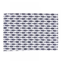 set ručnika za čaj od čistog pamuka s printom plave mediteranske ribe, 15,7 h