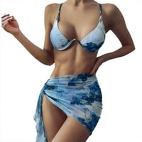 Odjeća za plažu Trodijelne dame bikini žene Halter kupaći kostim bikinis up -print gurnuti s poklopcem s podijeljenim