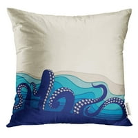 Plaža pod vodom s hobotnim pipcima s prostorom za tekst donje boje zalijevanje jastuka jastuka jastuka