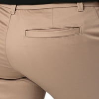 Ženske tkane ravne hlače s udobnim strukom