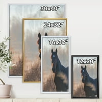 Portret konja izbliza u jesensko jutro uokvirena fotografija umjetnički tisak na platnu