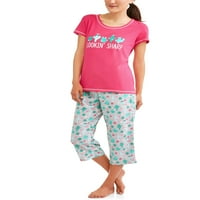 Ženska pidžama majica i Capri hlače za spavanje, Komplet odjeće za spavanje