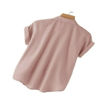 Ležerna košulja s ovratnikom i kratkim rukavima, ružičaste bluze Plus veličine