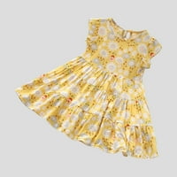 Haljina za malu djecu Dječje djevojčice moda slatka leteća rukava slatki cvjetni print ruffle haljina žuta b 6-