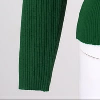 Ženski Jednobojni pleteni džemper u obliku kroja, donji dio, dolčevita, gornji dio, ženski pulover, zeleni džemper