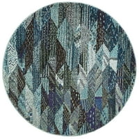 Jedinstveni tkalački stan u modro-sivoj 3 '3 okrugloj geometrijskoj modernoj prostirci savršen je za blagovaonicu