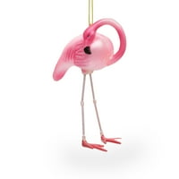 Božićni ukras od puhanog stakla od ružičastog flaminga