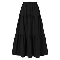 + Maksi Suknja Ženska duga lagana slojevita suknja visokog struka plisirana a-linija ljuljačka suknja midi plisirana