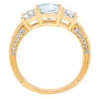 3.61ct Smaragd izrezan prirodno nebo plavi topaz 14K godišnjica zaručnika žutog zlata Veličina prstena za angažman