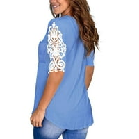 UUBLIK Ženska čipkasta kratka rukava s V-izrezom majica labave ležerne ljetne majice vrhove